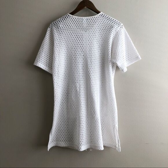 Donna Vintage Mesh Lace Zip-Up Beach Cover Up Dress | White | Size S - Picture 9 of 14